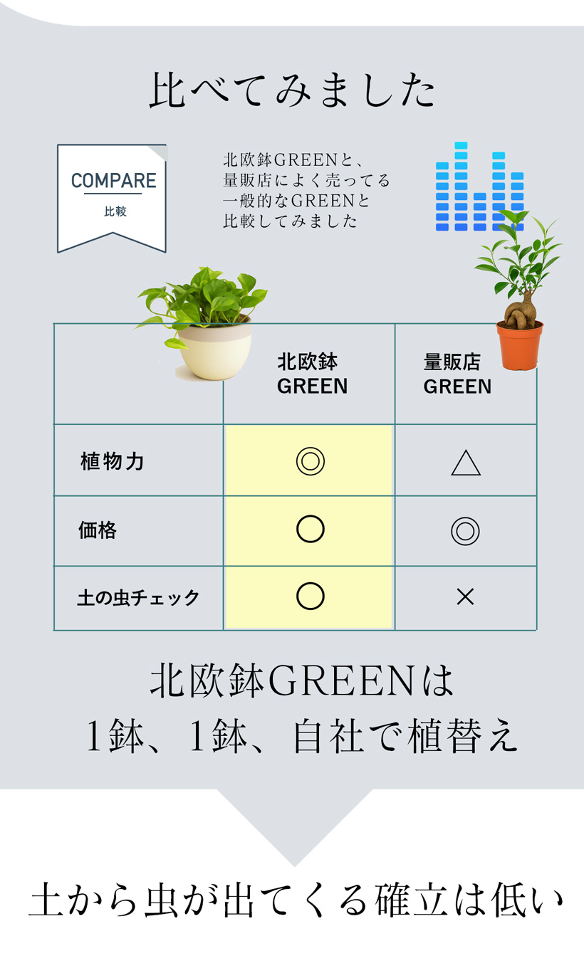 量販植物との比較