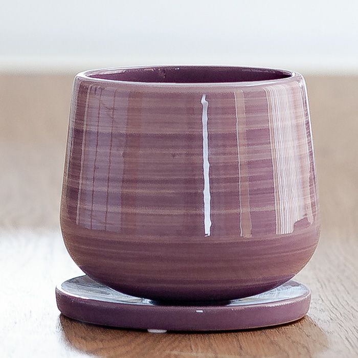 お椀型、3色艶あり陶器鉢｜3号～3.5号観葉植物の植え替えに