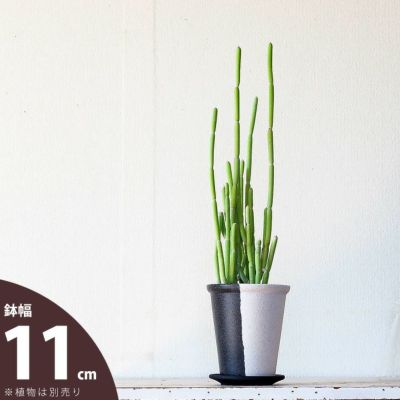 白黒モダン植木鉢（たて半分タイプM）<br>（11.5ｃｍ）