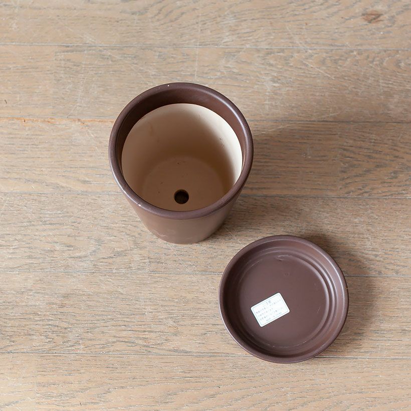 縦長（円柱）陶器鉢ブラウン｜SALE価格e-花屋さん