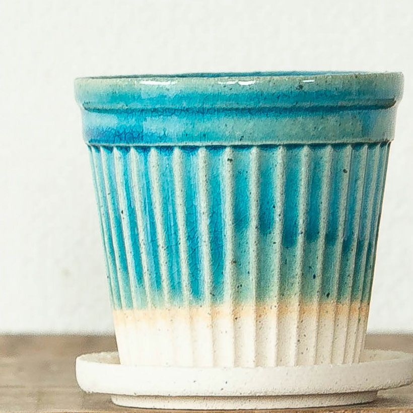 ターコイズの釉薬がトロピカル！ミニ陶器鉢