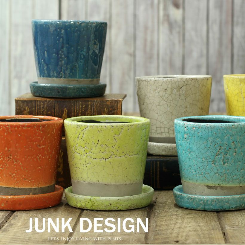9色から選べる！貫入加工のカラー陶器鉢｜2.5サイズ植物の植替えに